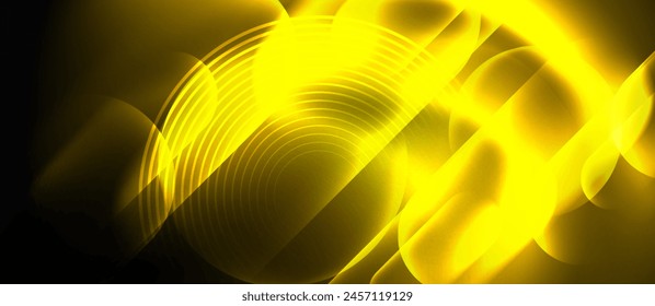 A mesmerizing pattern of glowing yellow tints and shades against a black background resembling a wave. Closeup macro photography showcasing symmetry and art with hints of electric blue