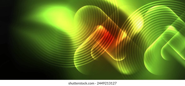 A mesmerizing pattern resembling a green and yellow glowing wave, reminiscent of terrestrial plant cells under macro photography, on a black background
