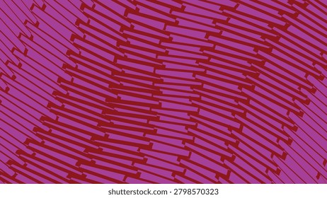 A mesmerizing pattern of wavy red musical notes on a solid purple background, creating a dynamic and artistic visual effect with a sense of movement and rhythm.