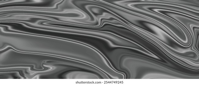 Mesmerizing Patterns of Fluid Marble Waves in Soft, Silvery Grayscale Tones
