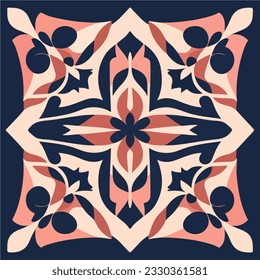 Mesmerizing pink and blue art nouveau design on a black backdrop, reminiscent of intricate art deco patterns and background fractal muqarnas.