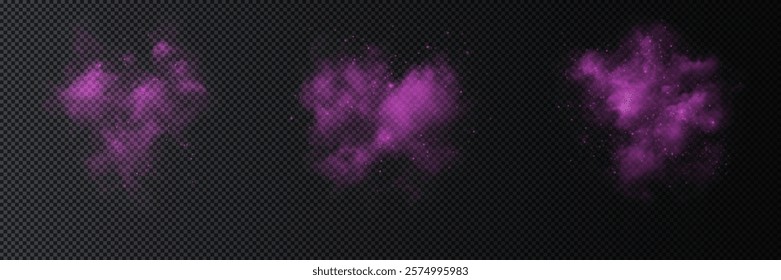 mesmerizing pink smoke effect with a magical touch, featuring sparkling glitter and tiny twinkling star-like particles. Glowing fog mixed with blue vapor and stardust floats gracefully against a black