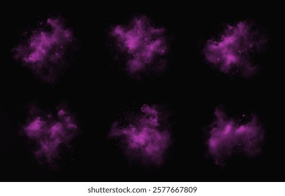 mesmerizing pink smoke effect with a magical touch, featuring sparkling glitter and tiny twinkling star-like particles. Glowing fog mixed with blue vapor and stardust floats gracefully against a black