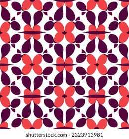 Mesmerizing red and purple pattern on white backdrop, presenting charming repeating fabric pattern inspired by aizome art with peppermint motifs.