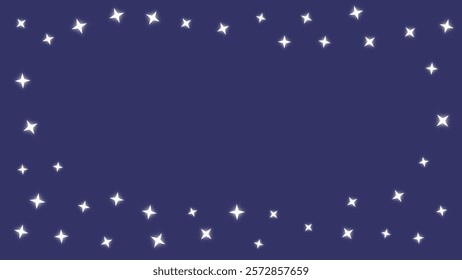 A mesmerizing scene showcasing a starry night sky with sparkling white stars against a deep blue background, evoking wonder and serenity. Suitable for copy space and promotional poster.