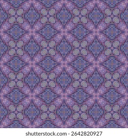 A mesmerizing seamless geometric pattern featuring intricate kaleidoscopic designs with a vibrant blend of cool and warm tones. The design showcases symmetrical, repeating motifs with layered squares 