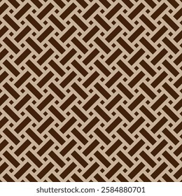 mesmerizing seamless pattern featuring woven brown and light brown lines, reminiscent of a basket weave or traditional geometric design. The intricate pattern showcases depth