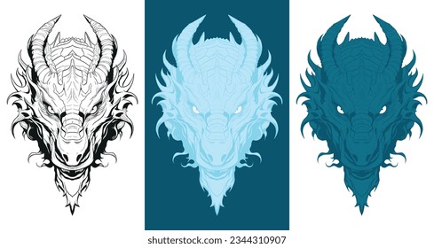 A mesmerizing silhouette of a dragon's head, embodying mythical power and mystique, a symbol of strength and wonder in a captivating artistic rendition.