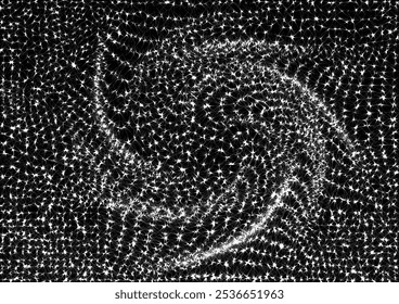 Mesmerizing spiral pattern of vector illustration of a grunge texture outlined in black on a white background