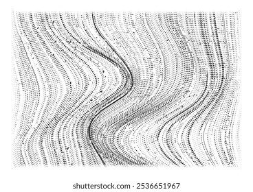 Mesmerizing spiral pattern of vector illustration of a grunge texture outlined in black on a white background