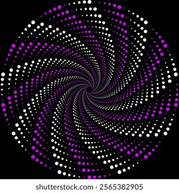 Mesmerizing Spiral Patterns of Pink and White Dots on Black Background