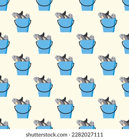 Mesmerizing square tile with a delightful animal illustration. Seamless pattern with bucket on coffee background. Design for a mug featuring an animal.