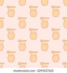 Mesmerizing square tile with a delightful food illustration. Seamless pattern with honey on dim gray background. Design for an Independence Day banner.