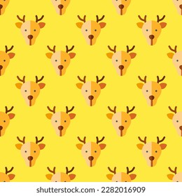 Mesmerizing square tile with an energetic animal illustration. Seamless pattern with deer on sandstorm background. Design for a brochure with an animal photo.