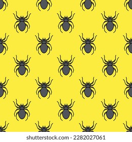 Mesmerizing square tile with an energetic animal illustration. Seamless pattern with spider on oxford blue background. Design for a business card with an animal illustration.