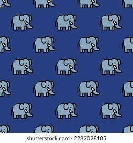 Mesmerizing square tile with an energetic animal illustration. Seamless pattern with elephant on st. patrick's blue background. Design for greeting cards with images of wild animals.