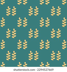 Mesmerizing square tile with an energetic food illustration. Seamless pattern with wheat on celadon green background. Design for a flame-retardant wrap for spring rolls.