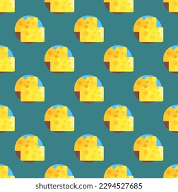 Mesmerizing square tile with an energetic food illustration. Seamless pattern with cheese on light salmon pink background. Design for websites to make them look inviting and easy to use.