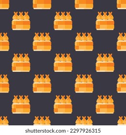 Mesmerizing square tile with an energetic food illustration. Seamless pattern with wonton on onyx background. Design for a Diwali diya decoration.