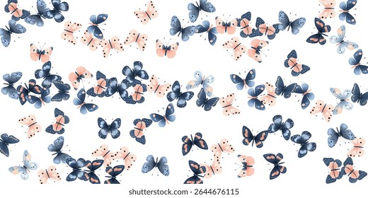 A mesmerizing swarm of orange and yellow butterflies with intricate wing patterns, fluttering gracefully against a white backdrop. Perfect for nature-inspired designs.