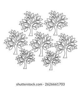 Mesmerizing Tree Curves in Coloring Book Page