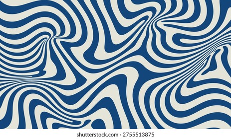 Mesmerizing twisting waves in blue and cream hues form an eye catching psychedelic design with strong retro appeal.