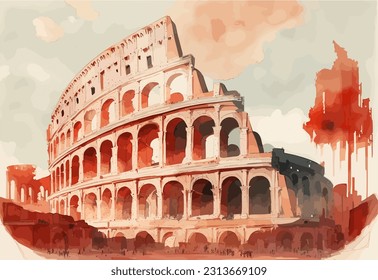 En una fascinante obra de arte vectorial, el Coliseo se erige como un testimonio de la gloria de la Roma antigua, con sus arcos icónicos y su majestuosa estructura representada con precisión, capturando el legado perdurable de