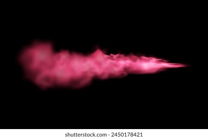 Mesmerizing vector illustration of neon pink fairy smog, reminiscent of the flow of a cosmic cloud, on a contrasting isolated black background. Ideal for game design.