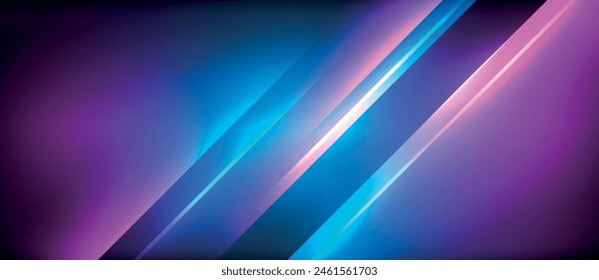 A mesmerizing visual effect lighting display with glowing lines on a blue and purple background. The electric blue and magenta neon accents create a stunning pattern, enhanced by lens flare