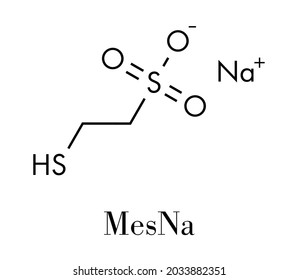 Mesna cancer chemotherapy adjuvant and mucolytic drug molecule. Skeletal formula.