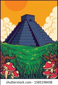 Mesoamerican pyramid Vector Illustration Artwork