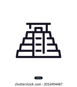 mesoamerican_pyramid icon. Travel landmarks and travel destinations icons. Paris and London, Moscow and New York, Dubai, and more. Vector illustration isolated in white background