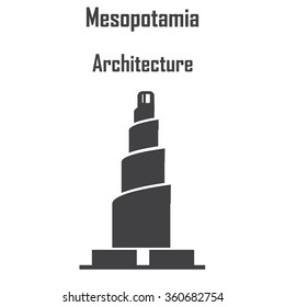 Mesopotamia Architecture, Ziggurat Icon Vector.