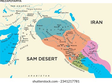 Mesopotamian borders map, First settlements map