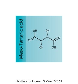 Meso-Tartaric acid skeletal structure diagram. compound molecule scientific illustration.