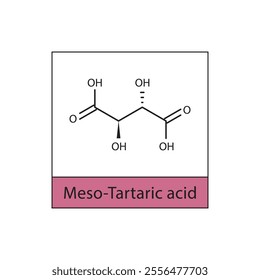 Meso-Tartaric acid skeletal structure diagram. compound molecule scientific illustration.