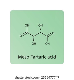 Meso-Tartaric acid skeletal structure diagram. compound molecule scientific illustration.