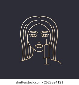 mesotherapy line vector icon, facial injection
