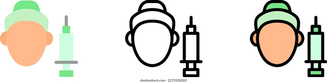 Mesotherapy woman face vector icon in different styles. Line, color, filled outline