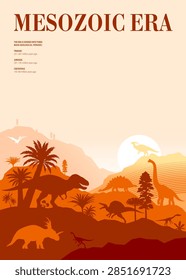 Mesozoic era educational table design template for paleontology presentations