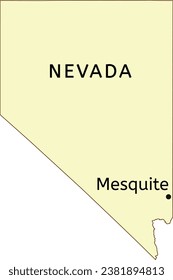 Mesquite city location on Nevada state map