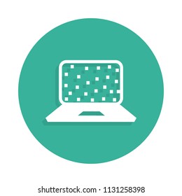 Mess in desktop computer icon in Badge style with shadow 