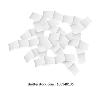 mess of the folded papers on white background