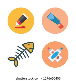 mess icon set. vector set about paint tube and fishbone icons set.