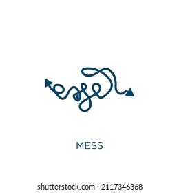 Mess Icon. Thin Linear Mess Outline Icon Isolated On White Background. Line Vector Mess Sign, Symbol For Web And Mobile