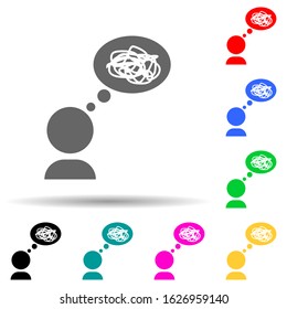 Mess in thoughts multi color style icon. Simple glyph, flat vector of chaos icons for ui and ux, website or mobile application