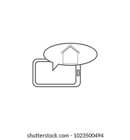 message about the house on the tablet icon. Element for mobile concept and web apps. Thin line  icon for website design and development, app development. Premium icon on white background