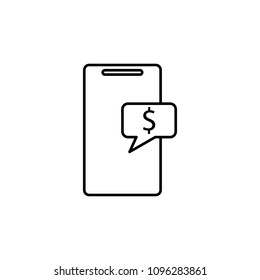 message about the receipt of money in mobile banking icon. Element of mobile banking for smart concept and web apps. Thin line message receipt of money in mobile banking icon on white background