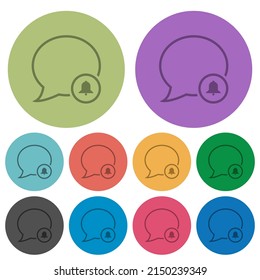 Message alarm outline darker flat icons on color round background