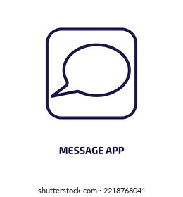 icono de aplicación de mensajes de la colección general. Aplicación de mensaje lineal delgada, botón, icono de contorno de mensaje aislado en fondo blanco. Signo de aplicación de mensaje de vector de línea, símbolo para web y móvil